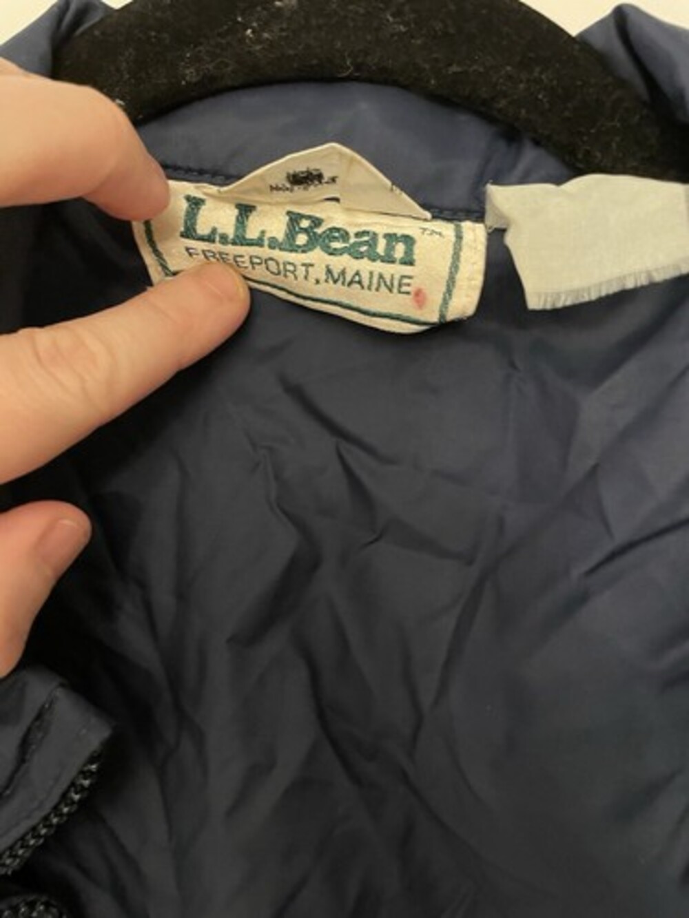 Vintage L.L. Bean 80s-90s Packable Navy Anorak Zip Up Hooded Windbreaker SzM - Picture 3 of 8